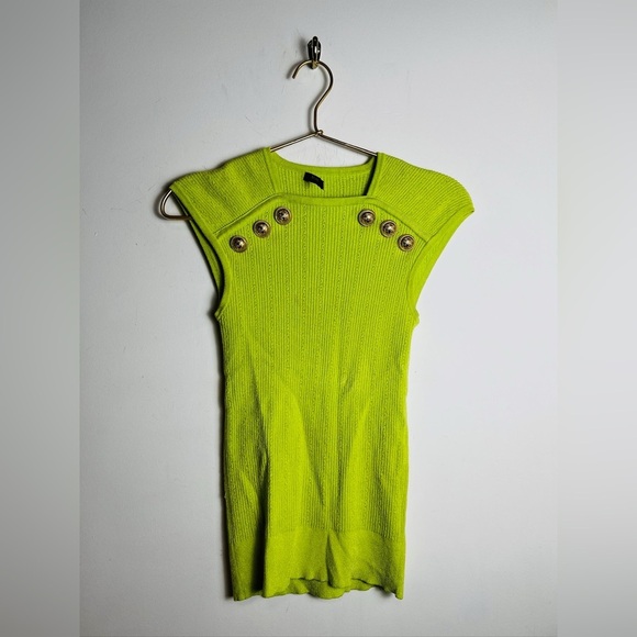 Balmain Neon Green Top Gold Button - Picture 7 of 11